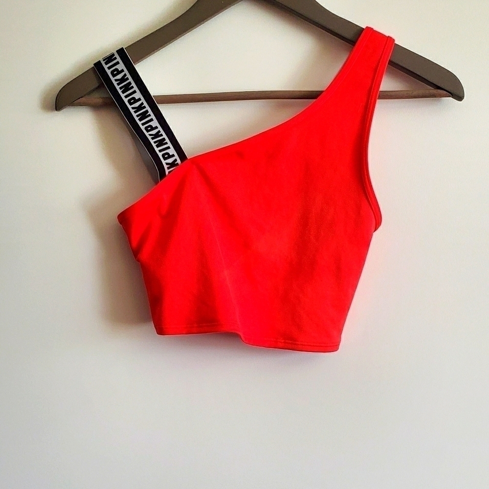 PINK Red One Shoulder sports bra Size XS - Picture 3 of 5
